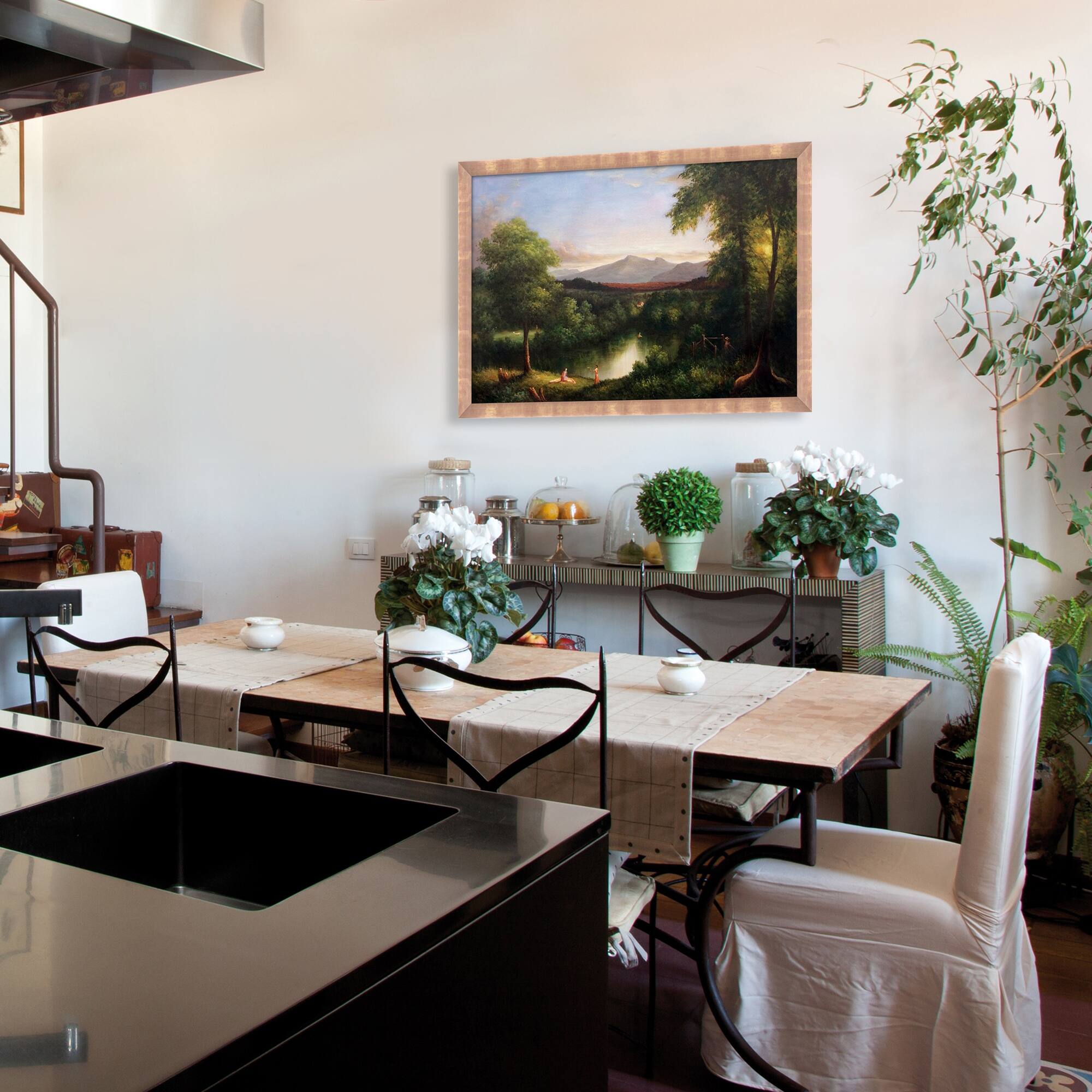 La Pastiche View on the CatskillEarly Autumn, 1837 with Blushing Rose Gold Frame, 27" x 39